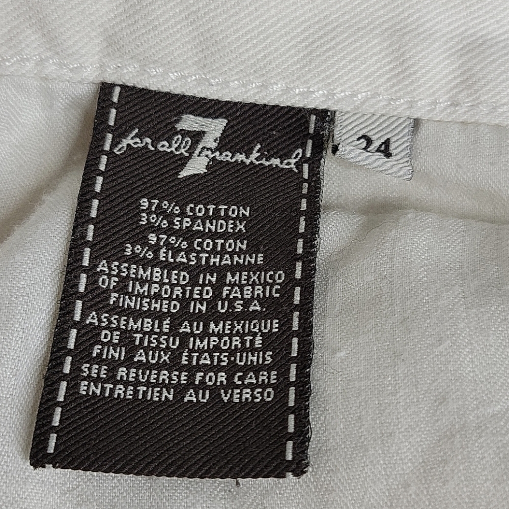 7 For All Mankind Natural Denim Cropped Ankle Distressed Jeans Size 24 - Picture 9 of 12